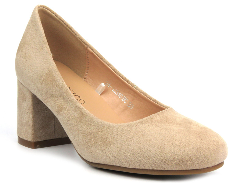 Elegantní dámská obuv na špalku - Potocki 24-12340, béžová