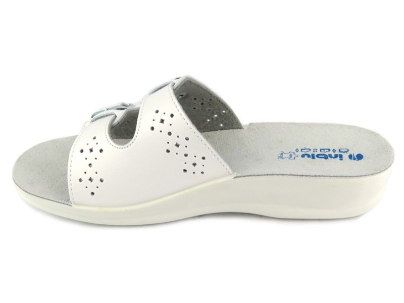 Dámské zdravotní žabky s koženou vsadkou - Inblu VR8B, bílé