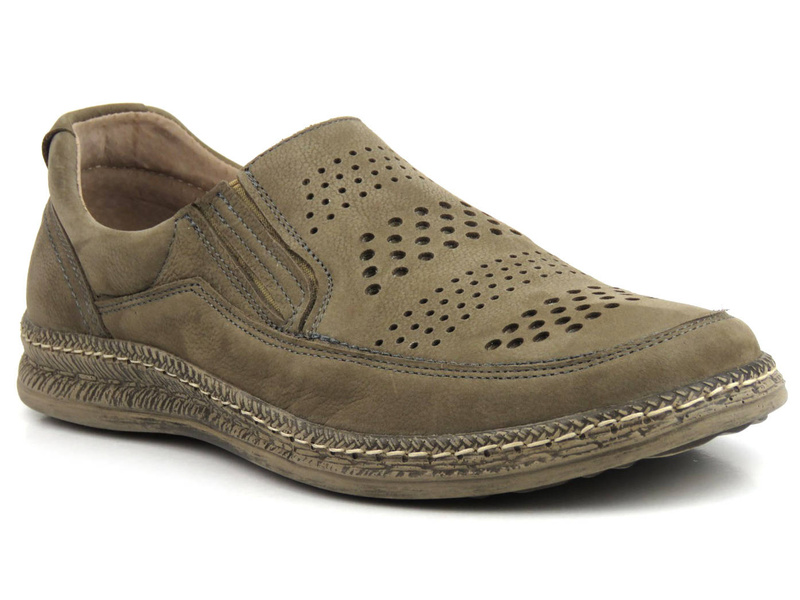 Pohodlné, kožené pánské boty na jaro a léto - Wasak 0116, šedá