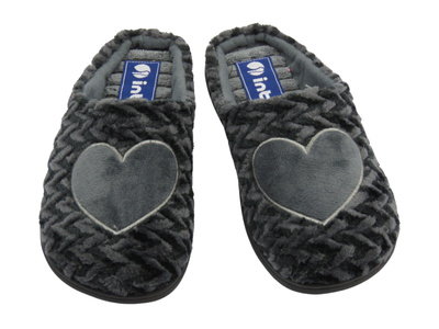 Měkké dámské pantofle - INBLU KATE, šedé se srdíčkem