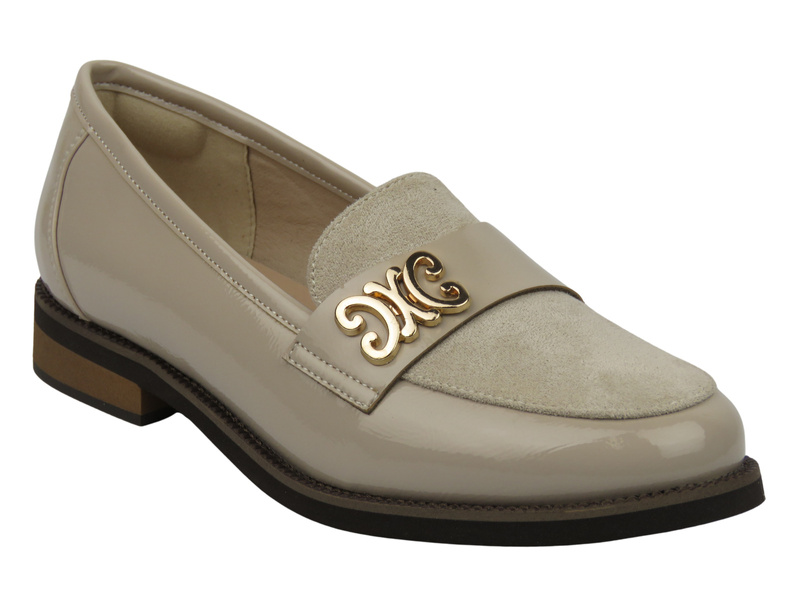 Elegantní dámské polobotky, mokasíny – Potocki 25-12570, béžové