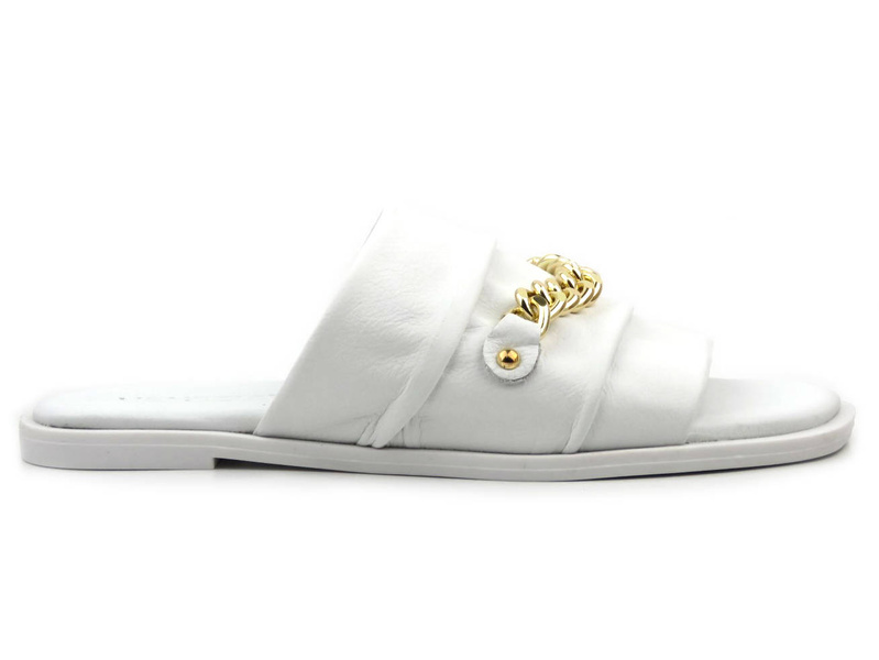 Dámské žabky se zlatým řetízkem - VENEZIA 267040, bílé