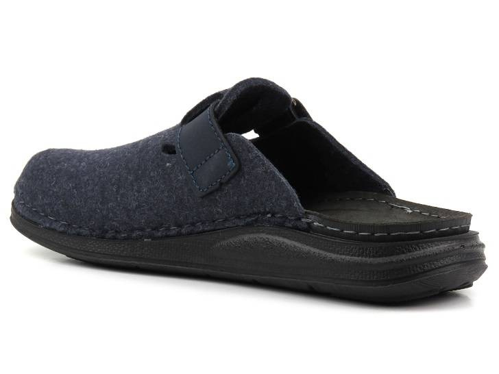 Pánské plstěné pantofle s koženou vsadkou - INBLU VE-02, tmavě modrá