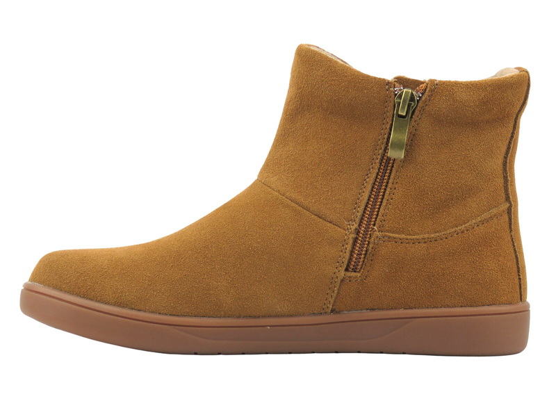 Dámské minimalistické kožené barefoot kotníkové boty – Vinceza 79666, barva camel