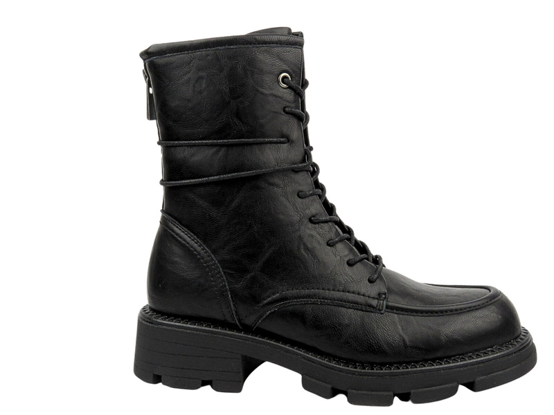 Venezia Dámské kožené boty W027LEBLOBB008 Black Zipped