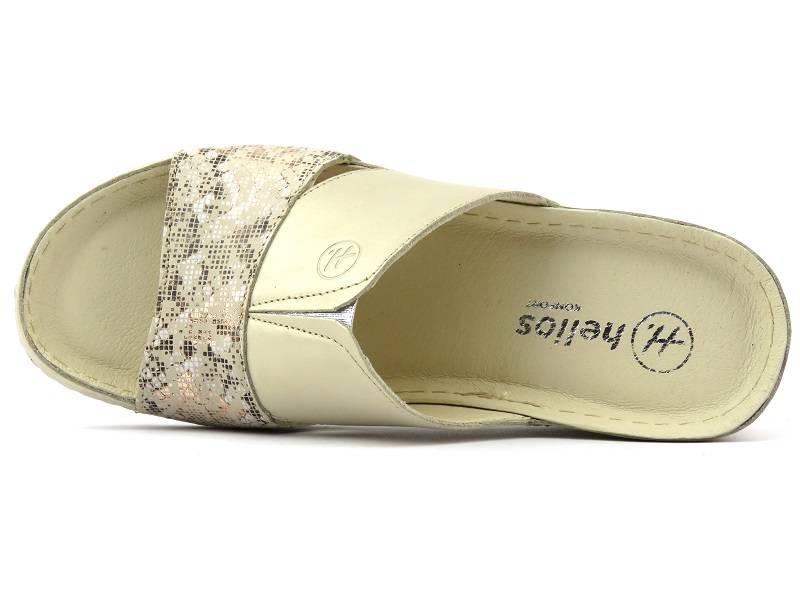 Dámské kožené sandály na klínku - HELIOS Komfort 295, zlaté