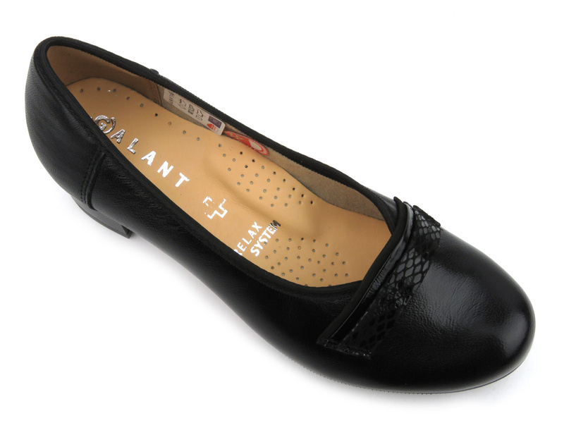 Kožené lodičky na nízkém podpatku - GALANT 940, černé