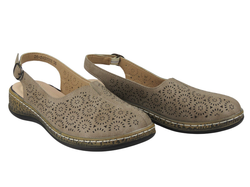 Pohodlné dámské polobotky Potocki 26-24325 khaki