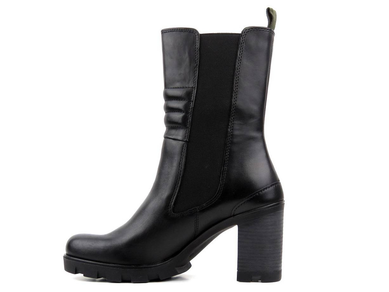 Vysoké, kožené dámské kotníkové boty - MARCO TOZZI 25446, černé