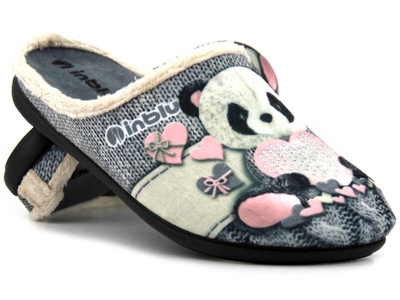 Měkké dámské pantofle s pandou - INBLU 155D209, šedé