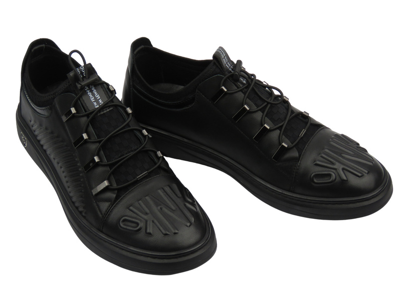 Kožené pánské sportovní boty černé JOHN DOUBARE S8016-XT6820-1