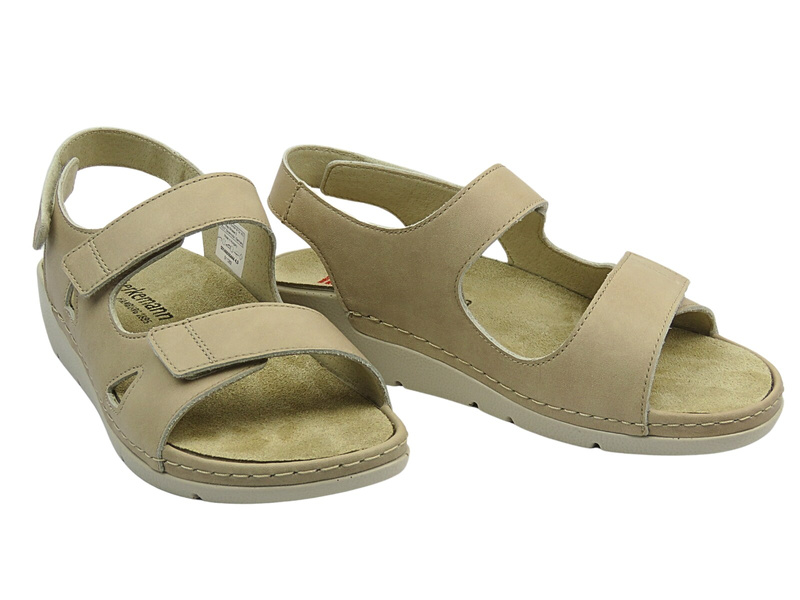 Dámské béžové sandály na suchý zip Berkemann Leona 01468-444