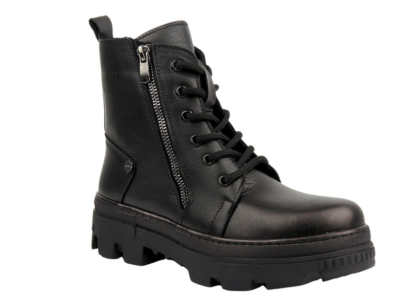 Dámské kožené kotníkové boty - VACARRO 490, černé