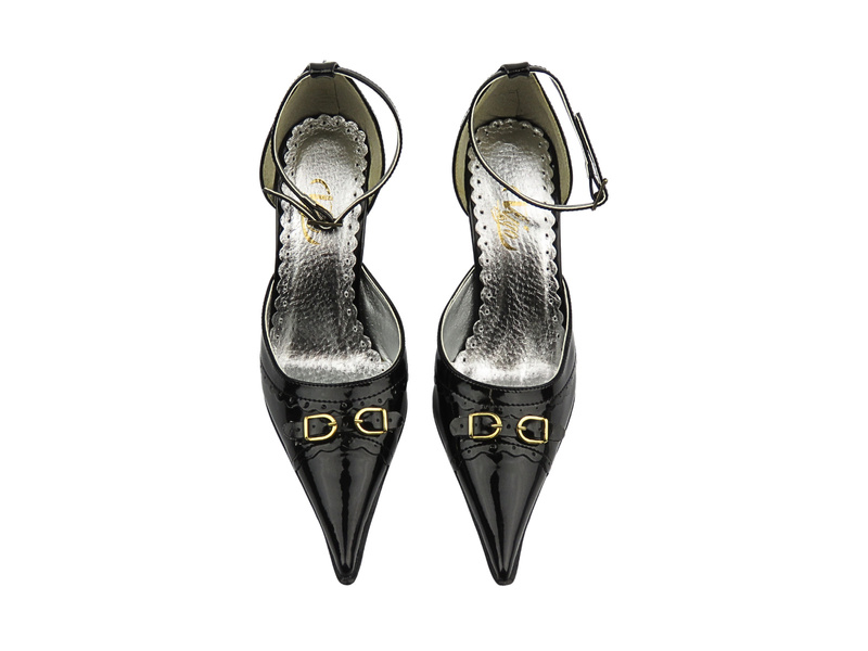 Lakované dámské lodičky na jehlovém podpatku černé Vigo 665