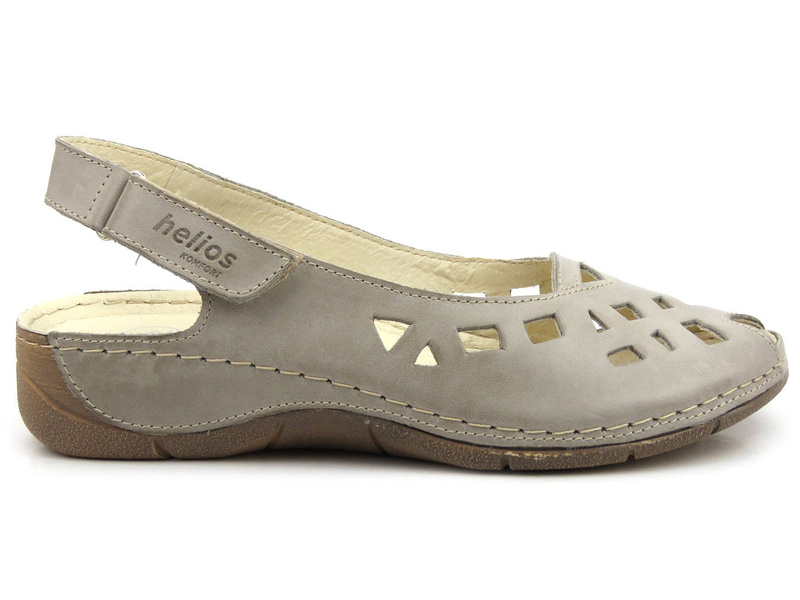 Dámské kožené sandály s výřezy - Helios Komfort 4027, šedé