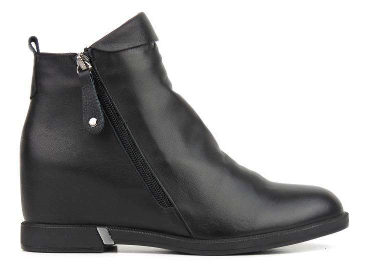 Kožené dámské kozačky na klínku - Venezia 3534 R001, černé