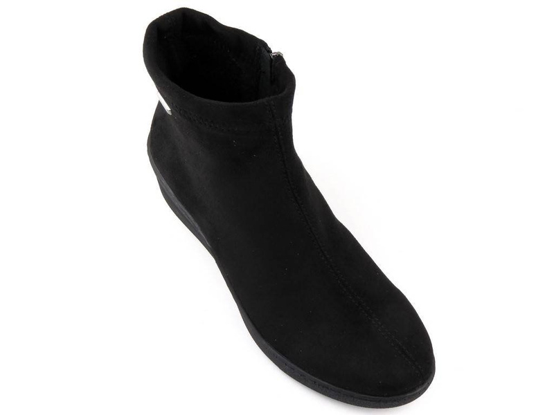 Elastické dámské kozačky na klínku - HELIOS Komfort 506-2, černé