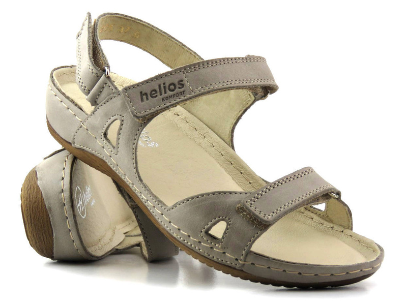 Dámské sportovní sandály se třemi pásky na suchý zip - HELIOS Komfort 205, šedá