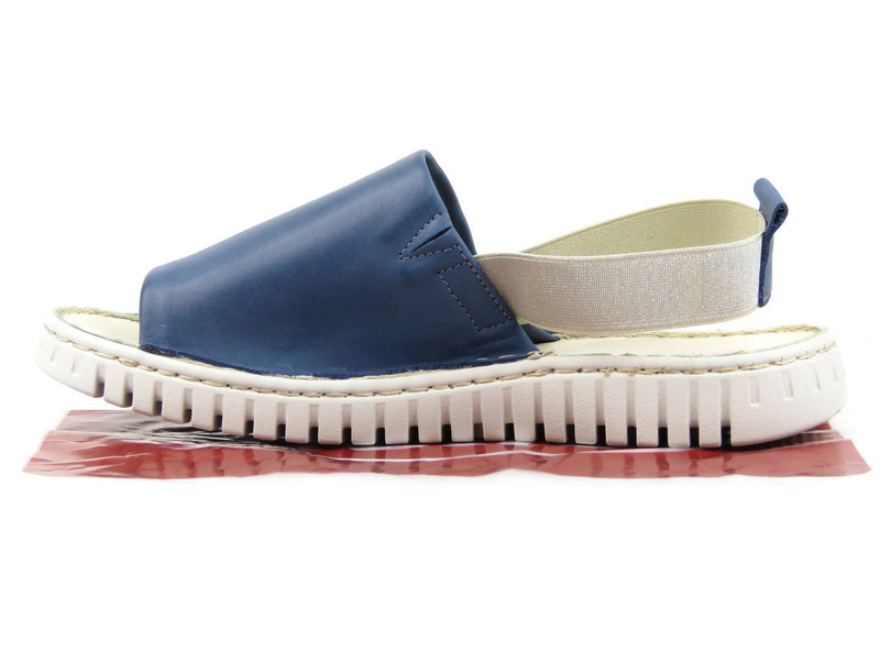 Dámské kožené sandály s gumičkou - HELIOS Komfort 261, tmavě modrá