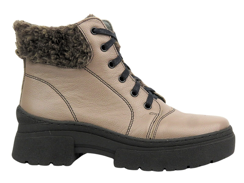 Pohodlné dámské kožené boty Helios Comfort 562-2S Brown Polsko Výroba