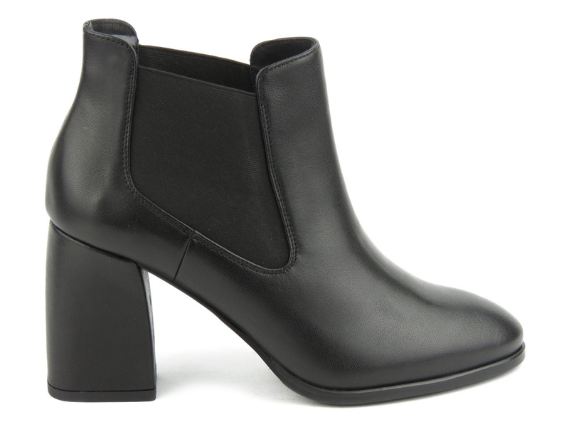 Dámské kožené chelsea boty na širokém podpatku - Conhpol Bis B3896, černé