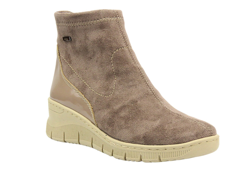 Dámské boty na platformě - HELIOS Comfort 600 Beige se zipem Polská značka