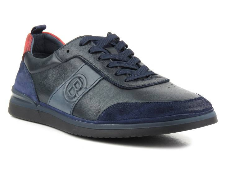 Pánské kožené sportovní boty - JOHN DOUBARE QA537WIA-AB59, tmavě modrá