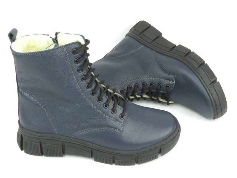 Pohodlné kozačky, dámské kozačky s vlnou - Wasak 0660, tmavě modrá