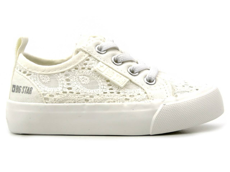 Prolamované dětské tenisky s elastickými tkaničkami - BIG STAR JJ374134, bílé