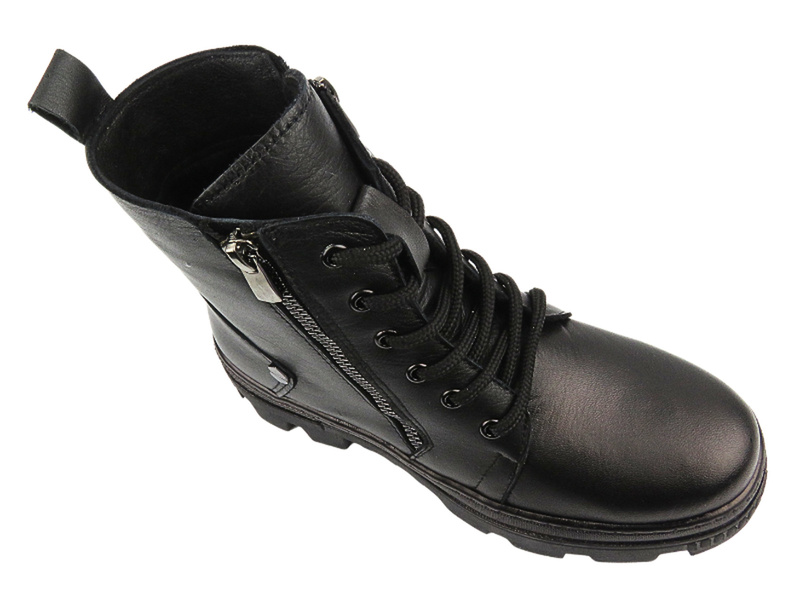 Dámské kožené kotníkové boty - VACARRO 490, černé