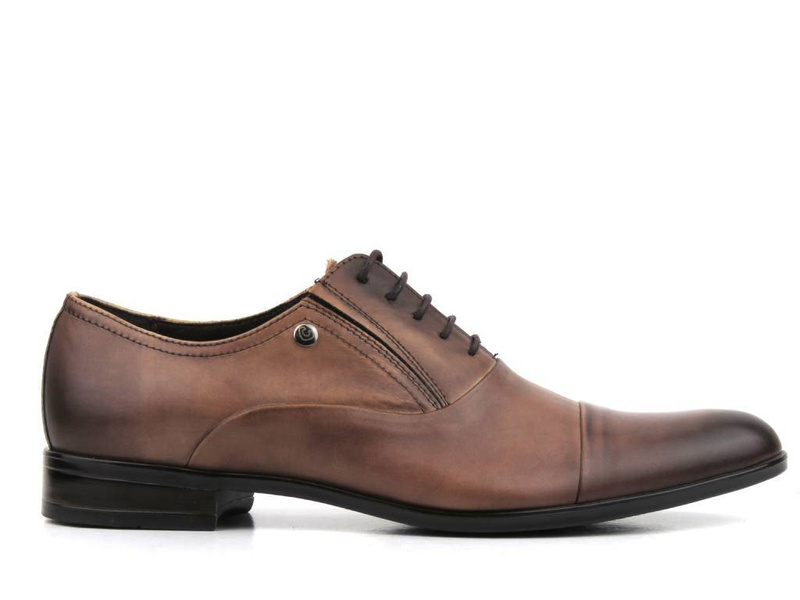 Kožené boty, pánské společenské oxfordky Conhpol 5540-0921, hnědé