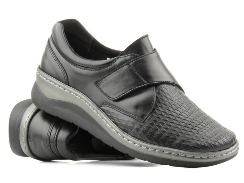 Dámské kožené boty na suchý zip - Wasak 0539, černá