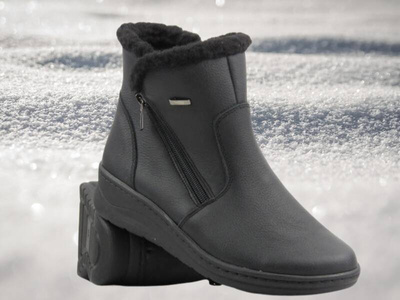 Dámské kozačky s ovčí kůží - HELIOS Komfort 514S, černé