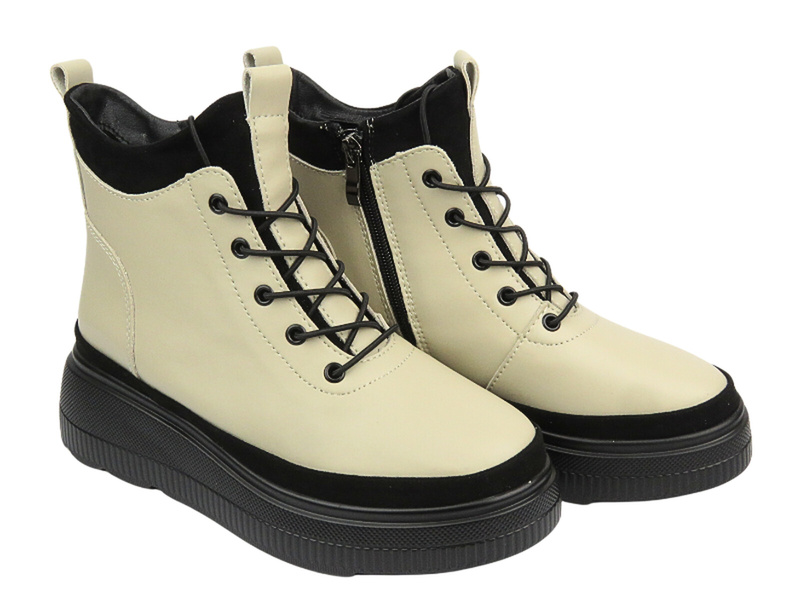 Kožené dámské kotníkové boty na platformě - Filippo DBT4146/23, černé