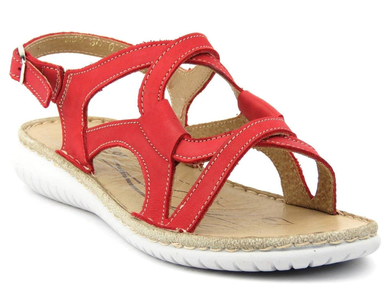 Pohodlné dámské sandály s krouceným svrškem - HELIOS Komfort 283, červené
