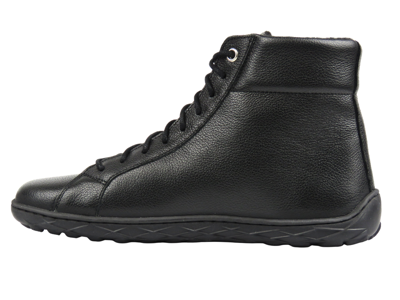 Dámské barefoot kožené minimalistické kotníkové boty Nika Komfort 1443, černá lícová kůže