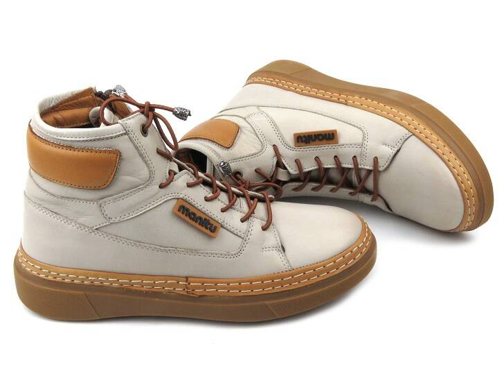 Dámské kotníkové boty z měkké kůže - MANITU 990354-09, béžová