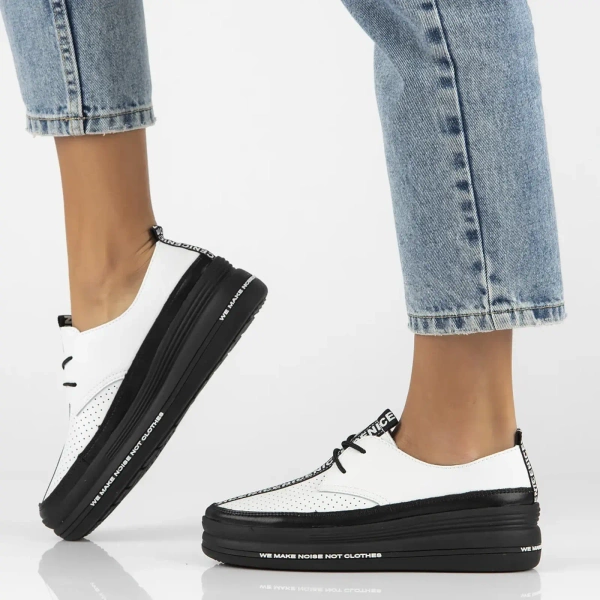 Dámská kožená obuv na platformě - Filippo DP3624/24, bílá