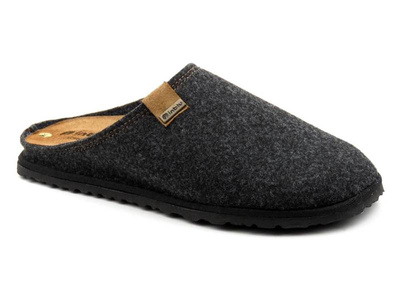 Teplé pánské pantofle s vyjímatelnou koženou vložkou - INBLU SI-01, grafit