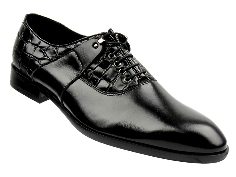 Kožené pánské společenské polobotky – CONHPOL 5836, černé