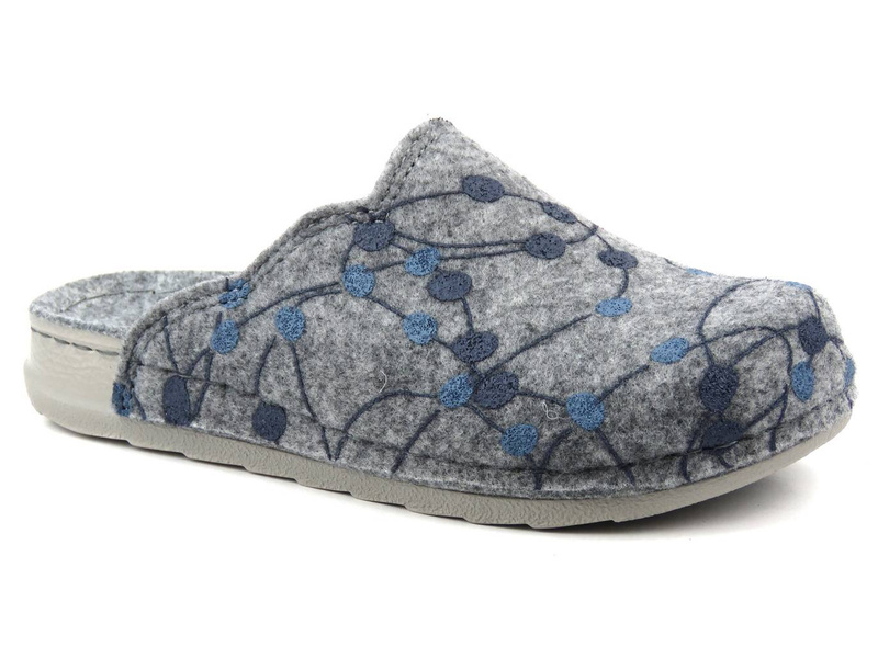 Dámské plstěné pantofle Inblu UA-35, šedé s puntíky