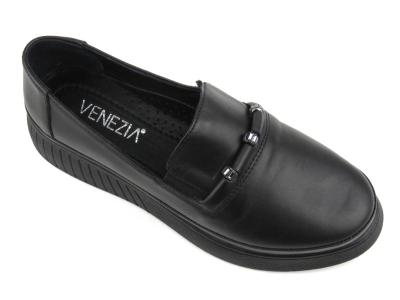 Dámské lordy z přírodní kůže - VENEZIA P108424 114, černá