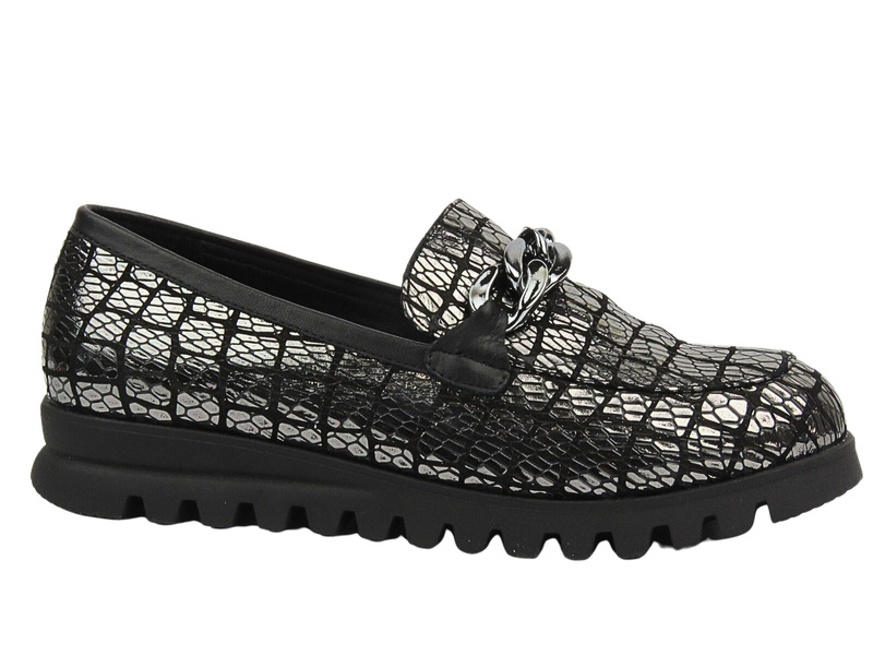 Dámské lakované lordy na silné platformě - VENEZIA 001770, černá