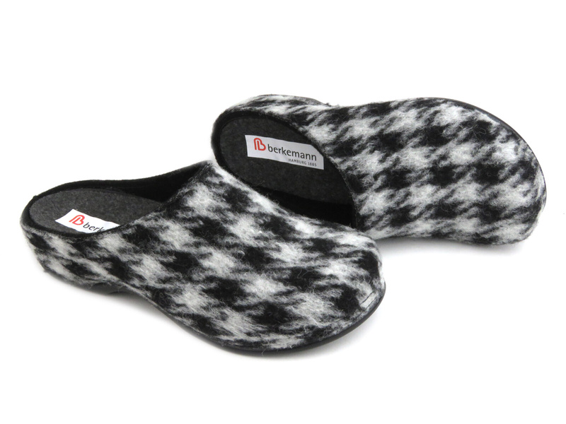 Dámské plstěné pantofle - BERKEMANN 01044-040 Fabia, černá a šedá