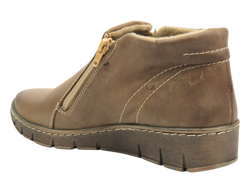 Lehké a pohodlné dámské kotníkové boty z přírodní kůže - HELIOS KOMFORT 642, béžová