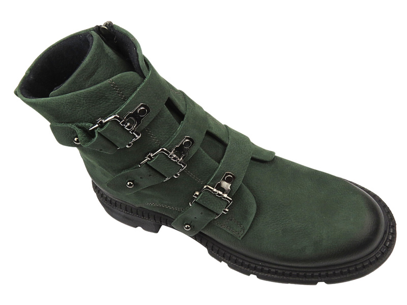 Dámské kotníkové boty s lesklými pásky - VENEZIA Y004NUGROBB044, zelené