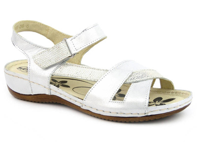 Pohodlné dámské sandály polské výroby - Helios Komfort 246, stříbrné