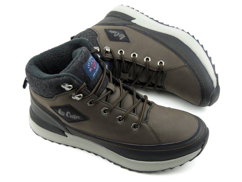 Teplé pánské kotníkové boty se silnou podrážkou - LEE COOPER LCJ-21-01-0532M, hnědé