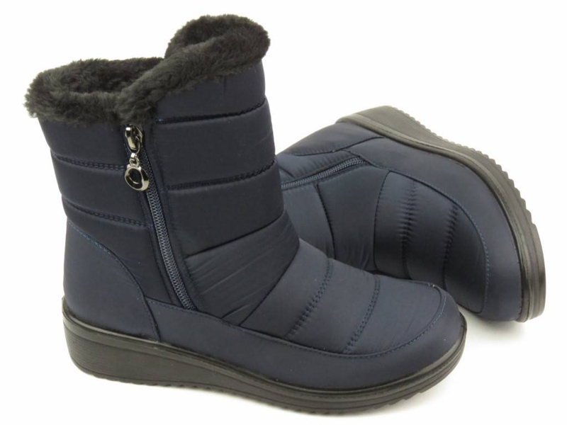 Dámské sněhule zateplené kožíškem - NOVINKA 22SN26-5065, tmavě modrá