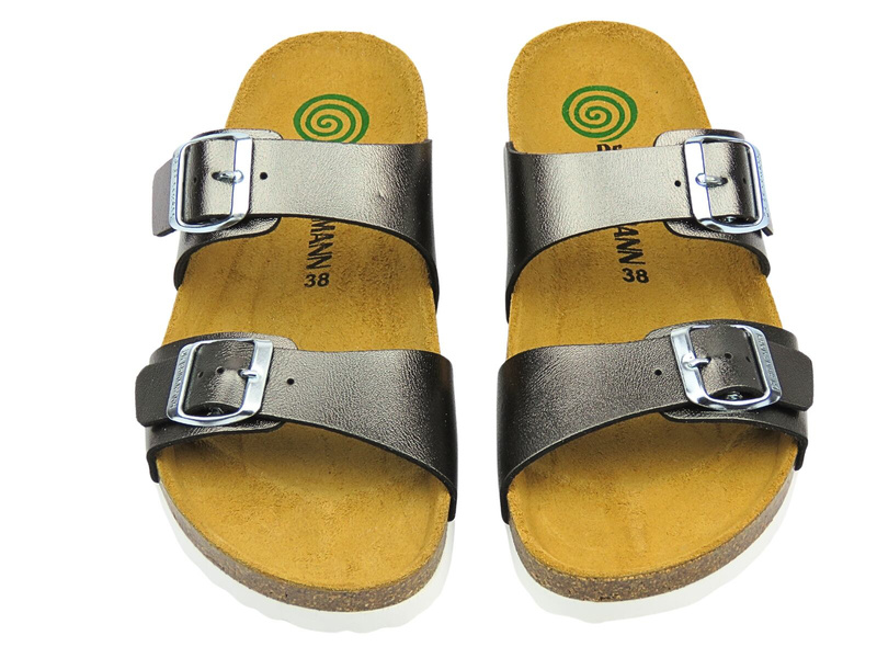 Kožená stélka, pohodlné dámské pantofle, šedé Brinkmann 700993-9.